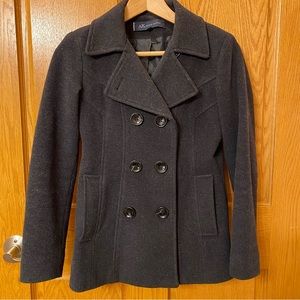 Anne Klein Charcoal Double Breasted Pea Coat PXS